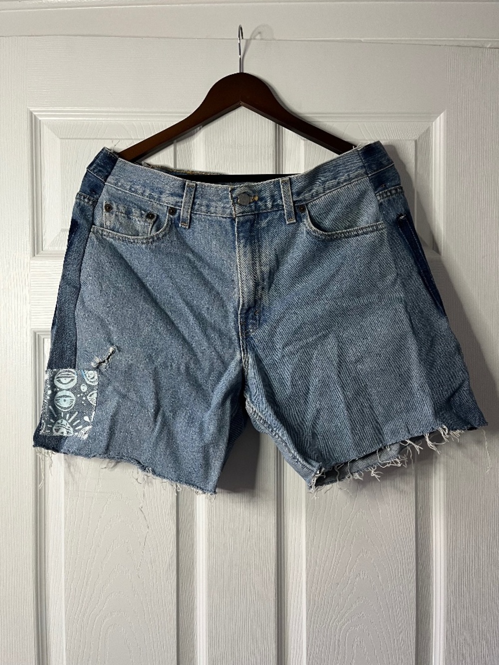 Levi's patchwork embroidered jean shorts